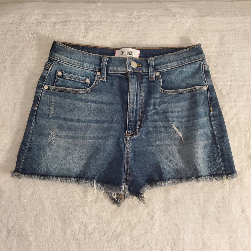 PINK Victoria's Secret Medium Blue Distressed Denim Cutoff Shorts